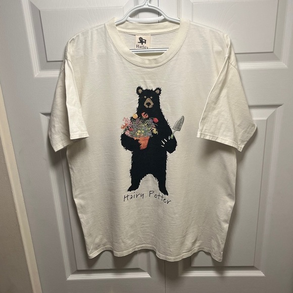 Hatley 2002 Cream Hairy Potter Bear Graphic Tee - Picture 1 of 6